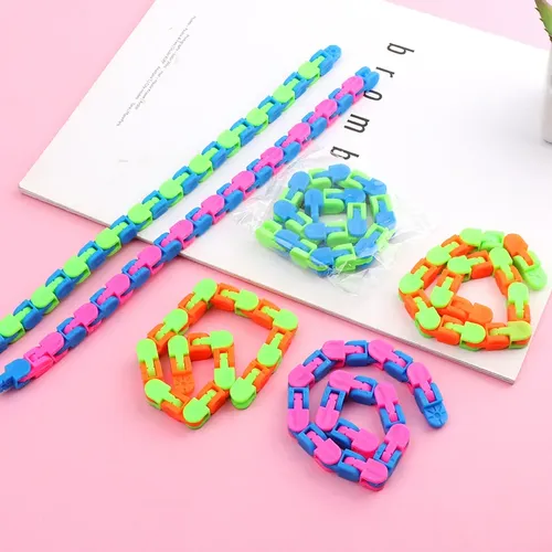 DIY Wacky Tracks Schlange Puzzle Zappeln Spielzeug Snap Klicken Puzzles Figet Neue Sensorischen ADHS