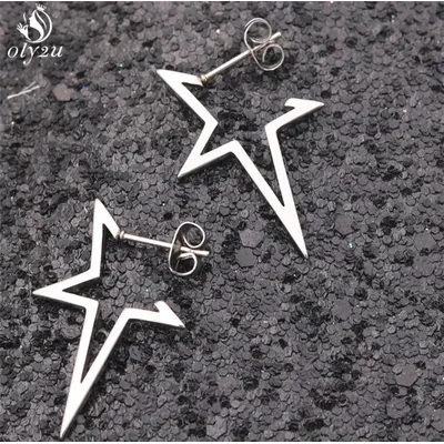 Oly2u Big Star Ohrringe Punk Ohr stecker Einfachheit Edelstahl Ohrringe für Frauen Schmuck