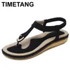 TIMETANG sommer schuhe frauen böhmen strand flip-flops weiche flache sandalen frau lässig komfortable plus größe keil sandalen C065