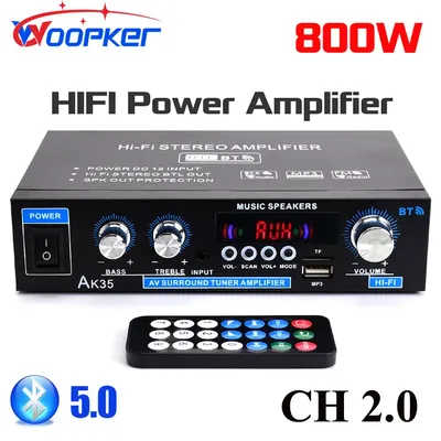 Woopker AK35 800W Heim-Digitalverstärker 100-240V 12V Bass Audio Power Bluetooth AMP Hifi FM Subwoofer-Lautsprecher Image