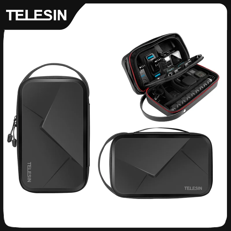 TELESIN Wasserdichte, verstellbare Platztasche aus PU für GoPro Hero 13 12 11 10 9 8 7 6 Insta360 Osmo Action-Zubehörtasche Image