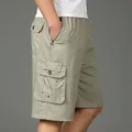 2024 Shorts Männer Bermuda Baumwolle Tasche Reiß verschluss Cargo Shorts Modestil elastische Armee