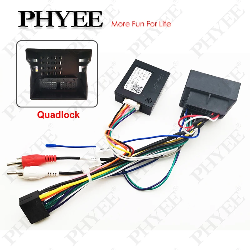 CAN Bus Decoder Quadlock Harness Adapter 16 Pin Stecker Quad Lock Anschluss RCA Auto Android Verdrahtung Kabel für Audi A3 8P A4 B7 TT Image