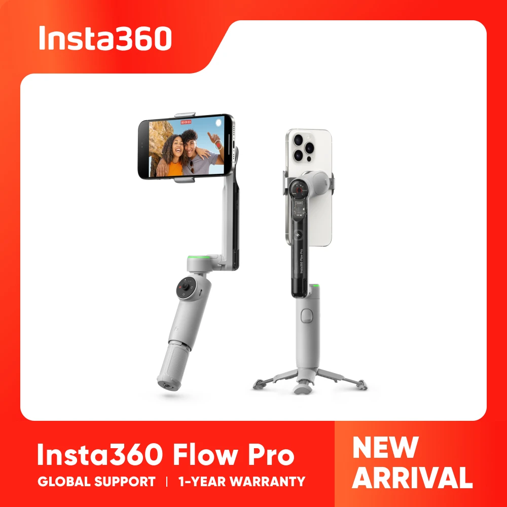 Insta360 Flow Pro-ai-kardanischer Stabilisator für Smartphones, Apple Dockkit aktiviert, 360 ° Tracking, 3-Achsen-Stabilisierung