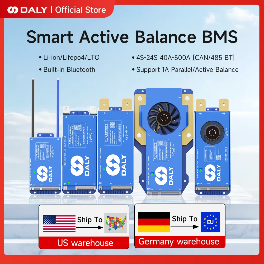 Daly Smart BMS 1A Active Balance BMS 4S 5S 8S 24V 16S 48V 40A 60A 80A 100A 150A Lifepo4 Li-Ion CANBUS BMS für Lithiumbatterie Image