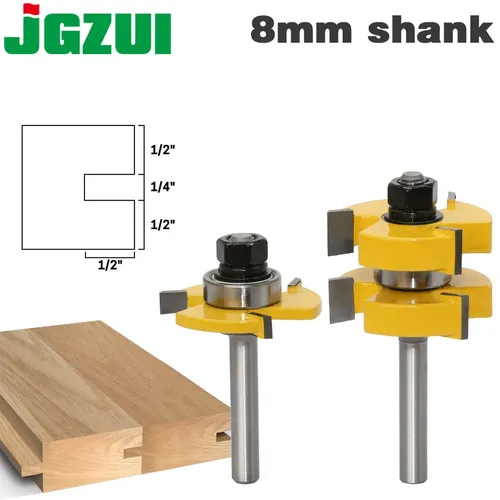 „2pc 8mm 1/4 Schaft Zunge & Nut Router Bit Set-Große Lager bis zu 1-1/4 „“holzbearbeitung cutter“