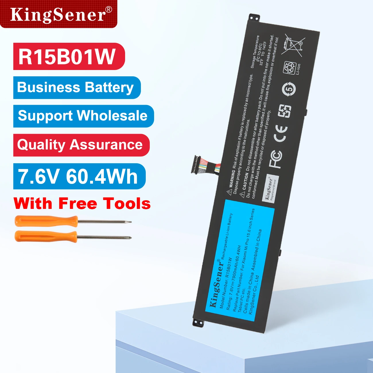 KingSener R15B01W Laptop-Akku für Xiaomi Pro 15,6 Zoll Serie TM1701 171501 -AQ TM1707 Notebook 7900 mAh/60,4 Wh Kostenlose Tools