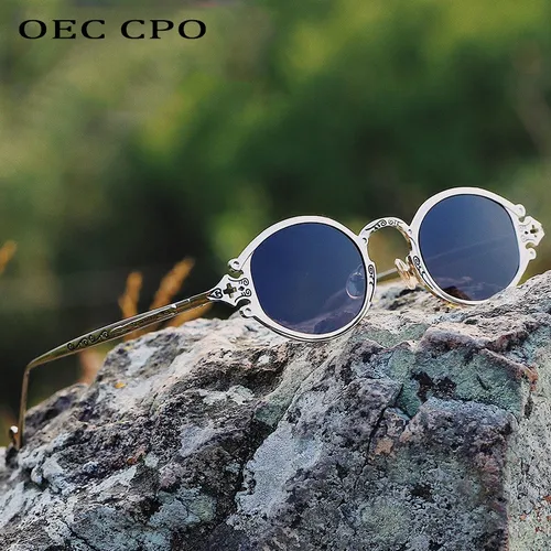 Neue cateye straße schießen mann sonnenbrille frauen retro steampunk brille gothic oval Metall