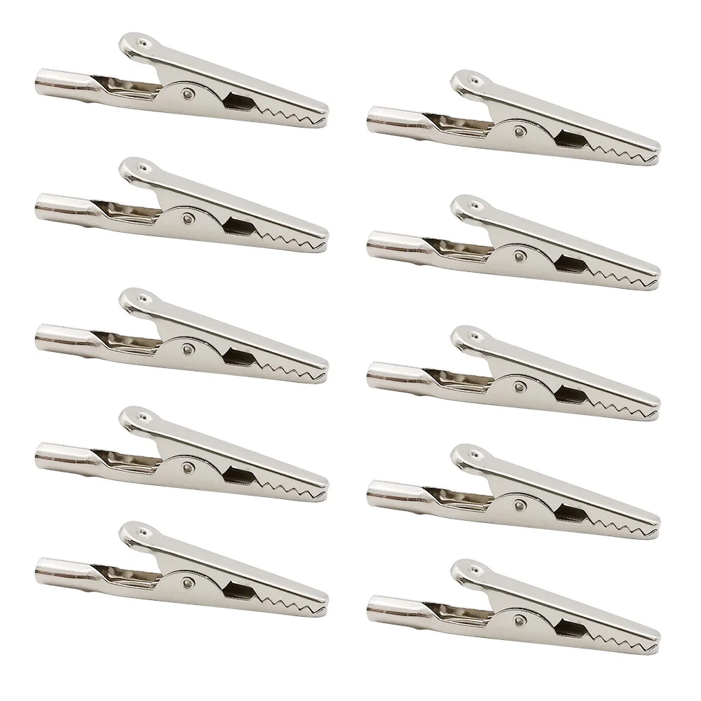 10/20 Stück 51 mm Metall-Krokodilklemmen, Krokodil, elektrische Testkabel, Blei-Sondenklemme, Batterieklemmen, 10 A, Silber Image