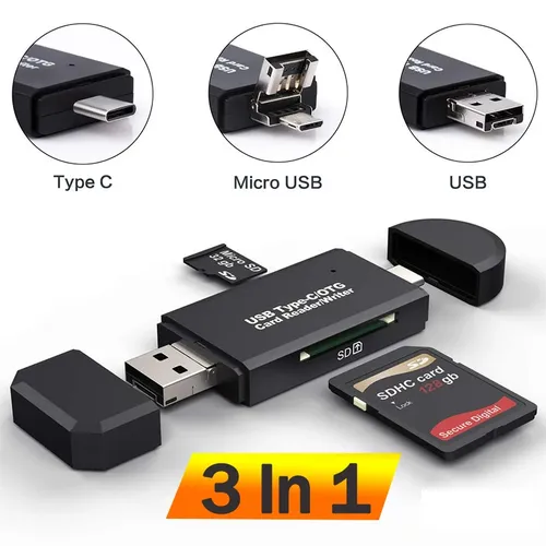 SD Kartenleser USB C Kartenleser 3 In 1 USB 2.0 TF/Mirco SD Smart Memory Kartenleser Typ C OTG-Stick
