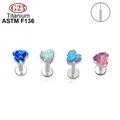 Exquisite Opal Herz Ohr stecker Labret Lippen stecker G23 Titan 16g Einsatz Stange Ohr Knorpel