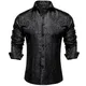 Herren Langarm Schwarz Paisley Silk Kleid Shirts Casual Smoking Social Hemd Luxus Designer Männer