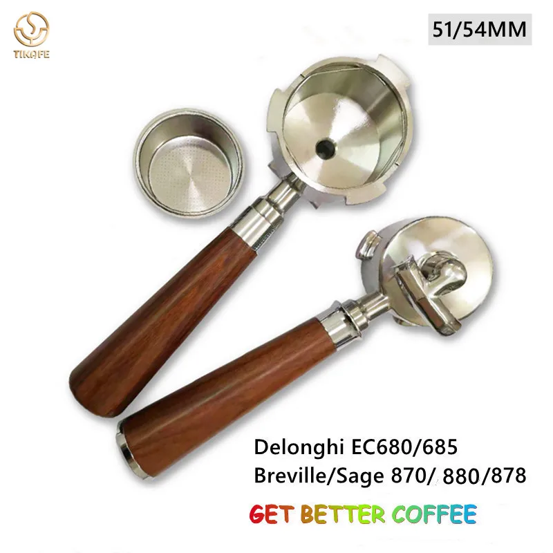 51/54mm Doppelauslauf-Siebträgerfilterkorb – Passend für DeLonghi Dedica EC680/EC820/EC850 & Breville 870/878/880 Espressomaschinen Image