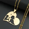 Liebe Herz Baby Mutter Edelstahl Halskette Frauen Gold Farbe Kind Blume Familie Kragen Halskette