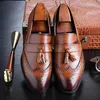 Große Größe 37-48 Männer Leder Loafer Marke Schuhe Klassische Quaste Brogue Mans Schuhe Formale