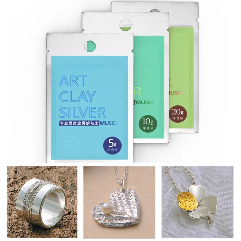 5 g/10 g/20 g Kunst Silber Ton 999 Sterling Silber Schlamm handgemachte Diy Silber Schmuck Weihnachten Paar Ring Anhänger Geburtstagsgeschenk