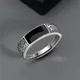 Trend iger 925 Sterling Silber Ring für Männer Schmuck schwarz Rechteck Retro Drachen muster Ring