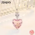 ZDADAN 925 Silber Rosa Zirkon Halskette Ketten Für Frauen Mode Schmuck