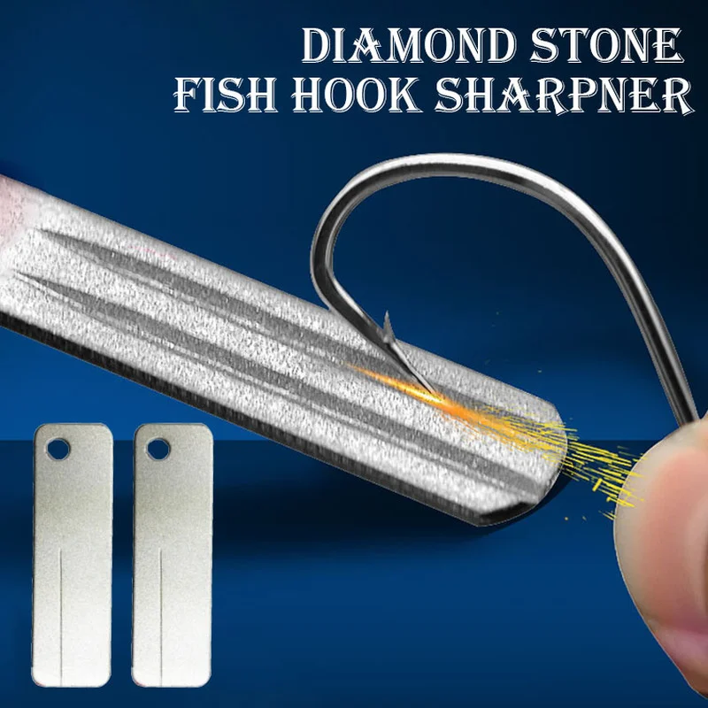 Angeln Haken Spitzer Tragbare Diamant Stein Fisch Haken Schärfen Werkzeuge Messer Schleifstein Schlüsselbund für Outdoor Angeln Zubehör Image