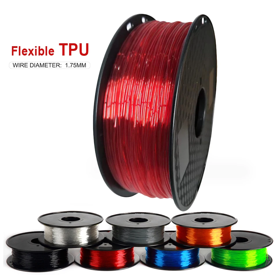 Elastische Flexible TPU 3D Drucker Filament 1,75mm Gummi Material Rolle Flex 500g 250g Rot Schwarz Blau Filament für 3D Druck Image