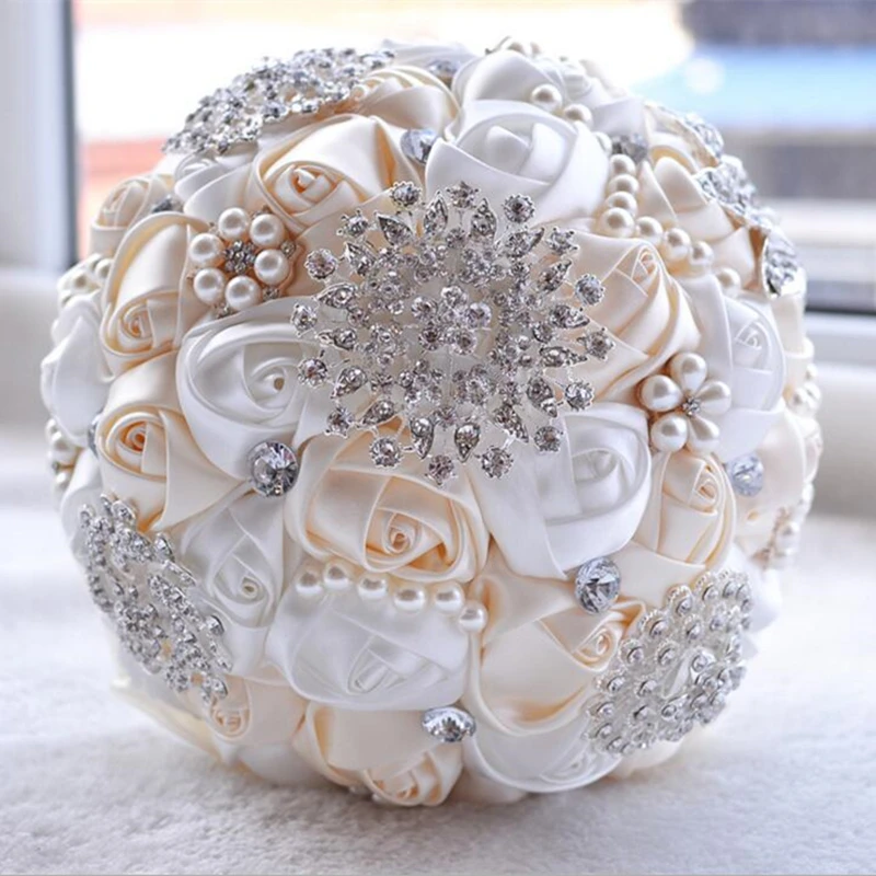 1 teil/los Künstliche Hochzeit Bouquets Handgemachte Blume Strass Brautjungfer Kristall Braut Hochzeit Bouquet de mariage Image