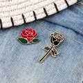 Mode Blume Revers Pin Frauen Abzeichen 2PC Rot Schwarz Rose Design Metall Brosche Pins Paar