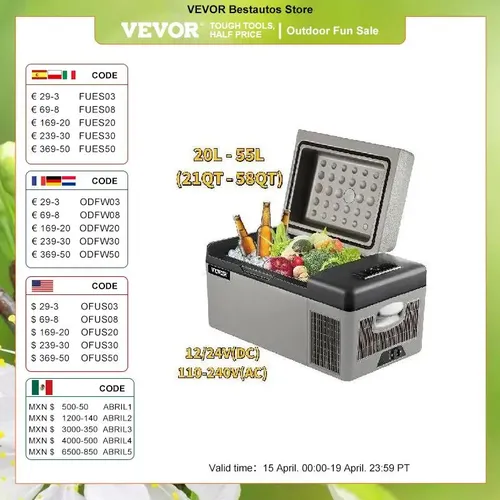 VEVOR Tragbare Kühlbox 55L Auto Kühlbox für Auto und Zuhause 220V