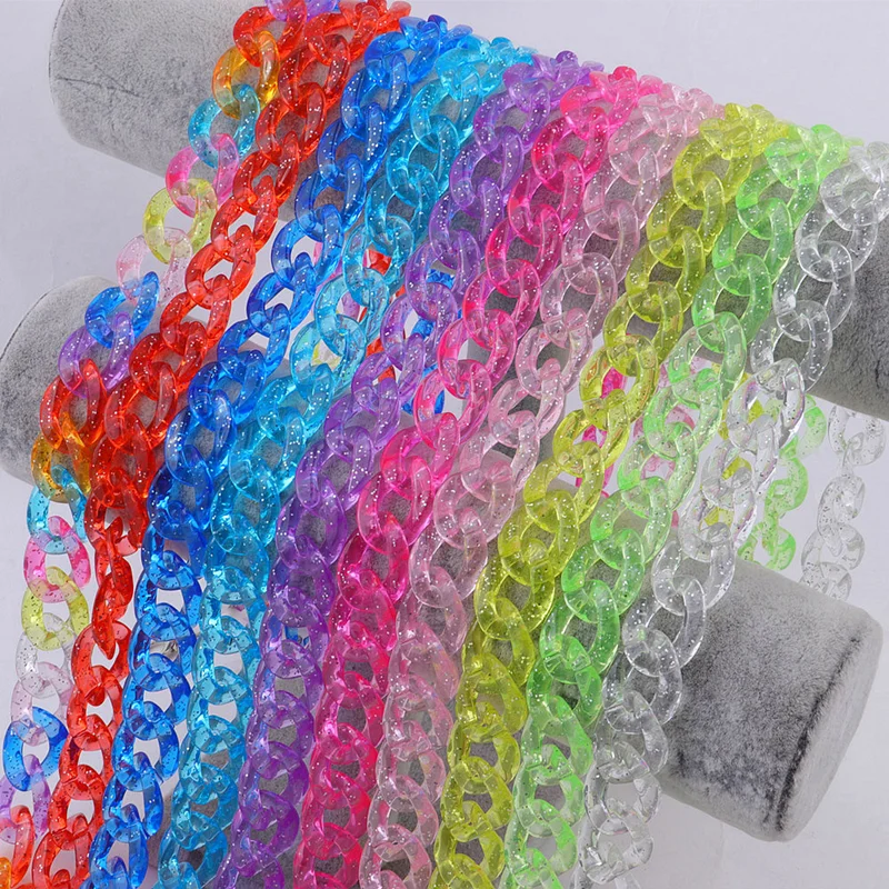 FishSheep Neue klare Glitzer-Acryl-Sonnenbrillenketten für Damen, verstellbare Kette für Gesichtsmaske, hängende Halsband-Riemen, Zubehör Image