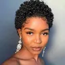 Kurze Afro Verworrene Lockige Perücken Für Frauen Menschliches Haar Malaysische Remy Haar 180%