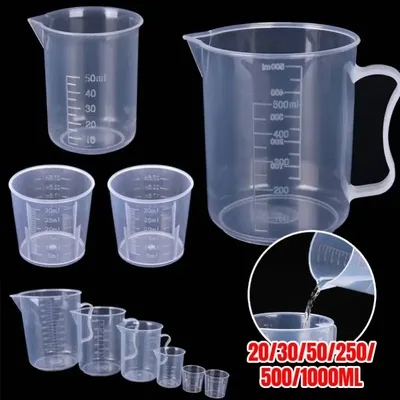 Kunststoff Tassen 50/100/150/250/500/100 0ml Premium Klar Kunststoff Meßzylinder tasse Gießen