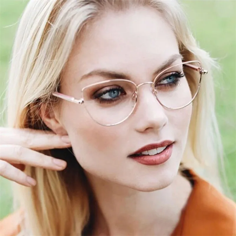 Neue Frauen Gläser Cat Eye Anti Blau Licht Strahlung Schutz Brillen Weibliche Kleine Rahmen Brillen Metall Mädchen Lesebrille Image