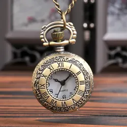 Elegante Mode Vintage Taschenuhr Legierung Römische Zahl Dual Zeit Display Uhr Halskette Kette Uhren