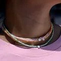 MOND MÄDCHEN Mutter der Perle Perlen Herz Halsband Mode Gefärbt Natürliche Shell Halskette für