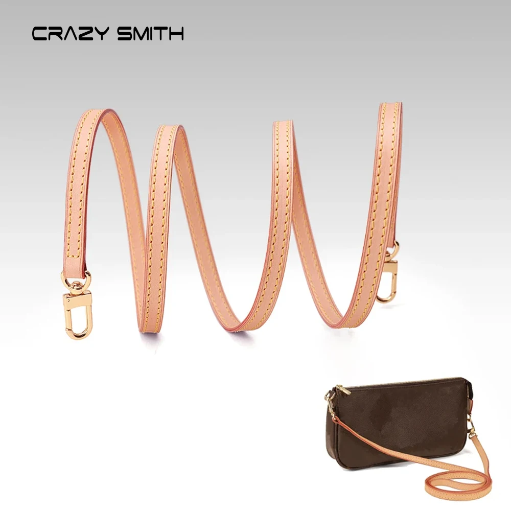 CRAZYSMITH Taschengurt für LV Pochette Zubehör Taschen 100 % echtes Leder Schultergurte Handtaschengürtel Ersatz-Geldbörsengurt for LOUIS VUITTON Pochette