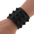 Vegan Leder Spike-Armband Punk Breiten Druckknopf Wrap Armbänder Armband für Männer Frauen Gothic