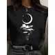 Frauen Mond Harajuku Lustige 90s Mädchen T Shirt Cartoon Grafik Gedruckt Schwarz Damen T-shirt