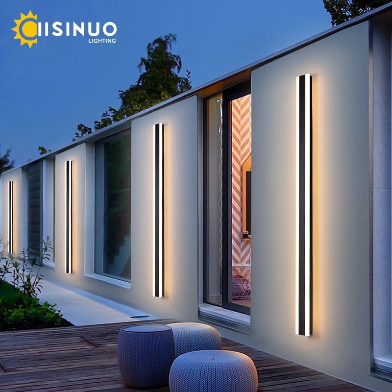 Moderne wasserdichte LED-Wandleuchte mit langem Streifen für den Außenbereich, IP65, Aluminium-Wandleuchte, Gartenveranda, Wandleuchte, 110 V, 220 V, Wandleuchte