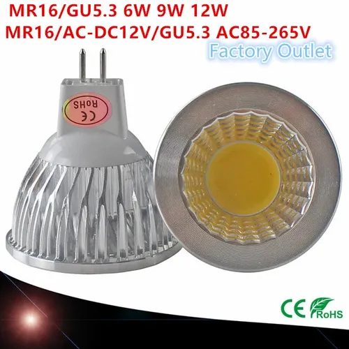 1 stücke Super Helle MR16 GU5.3 COB 6W 9W 12W Led-lampe Lampe mr16 12V gu5.3 220 v warm