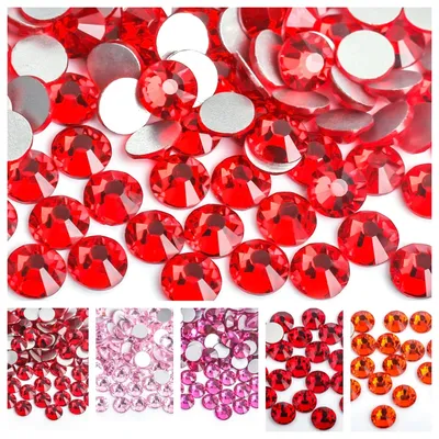 Helle/dunkle Siam Red Crystal Glitter Nail Art Strasssteine SS3-SS30 Glas/Kristall Nicht HotFix Nail