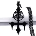 Goth Pentagram Siegel Satan Kreuz Halskette für Männer Edelstahl schwarz y2k Gothic Star Luzifer