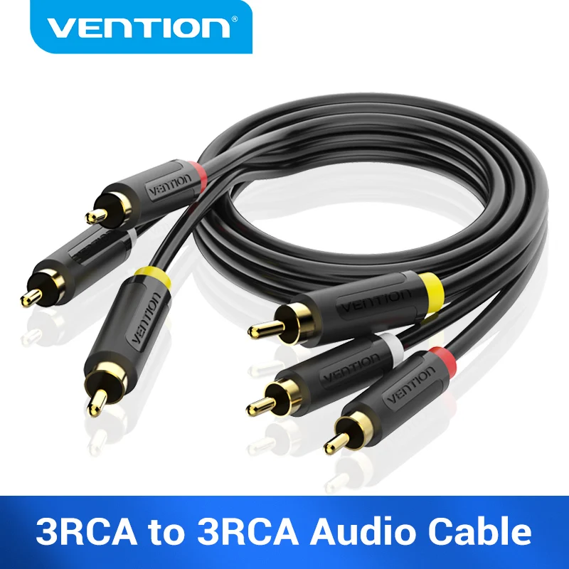 Tions 3RCA zu 3 RCA Kabel Audio Video Stecker auf Stecker AV Kabel Gold Überzogen für STB DVD TV VCD blueplayer Verstärker Kabel RCA Jack Image