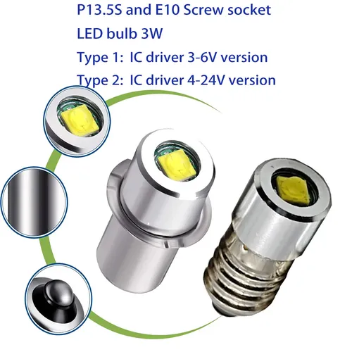 P 13 5 S P13 5S E10 3W 3V 4 5 V 6V 18V LED Lampe Birne taschenlampe Ersatz Lampe Taschenlampe