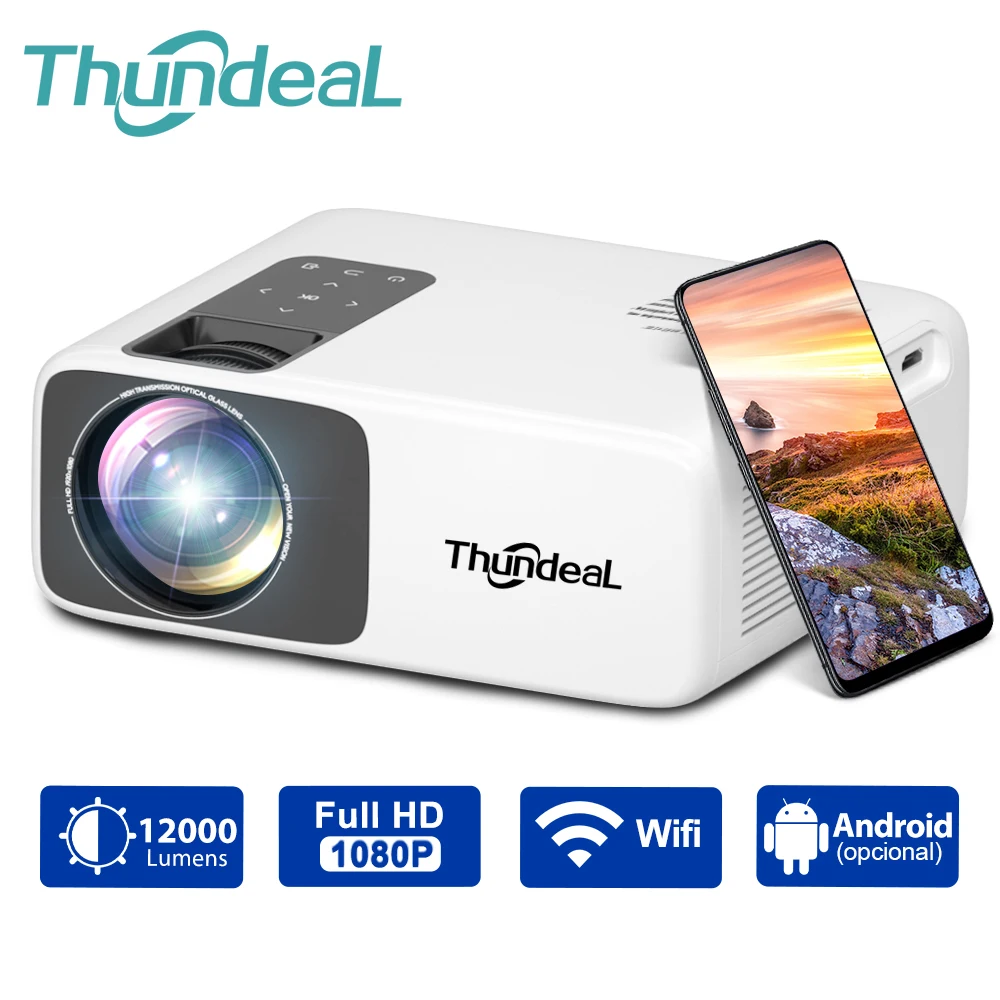 ThundeaL TD93Pro Projektor Full HD 1080P Tragbarer 2K 4K Video WiFi Projektor TD93 Pro Heimkino Kino 3D Smartphone Beamer