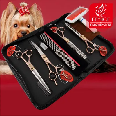 Fenice Hund Schere Set Gerade & Ausdünnung & Gebogene Hundesalon Schere Kits Bichon Teddy Bomei Hund Grooming Schere Set werkzeug Set