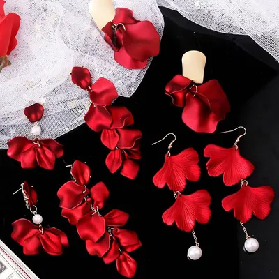 YAOLOGE Neue Shiny Side New Fashion Marke Schmuck Rote Rose Blume Lange Baumeln Ohrringe Für Frauen