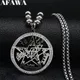 Hexerei Tetragrammaton Pentagramm Halskette Sterne Charme Silber Farbe Lange Edelstahl Halskette