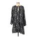 Zara Casual Dress - Shift Tie Neck 3/4 sleeves: Black Dresses - Women's Size Small