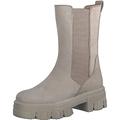 MARCO TOZZI Damen Chelsea Boots aus Leder Plateau, Braun (Taupe Nubuck), 37