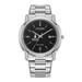 Men's Citizen Watch Silver Howard Bison Eco-Drive Black Dial Stainless Steel