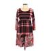 Casual Dress - A-Line Scoop Neck 3/4 sleeves: Red Dresses - Women's Size Medium